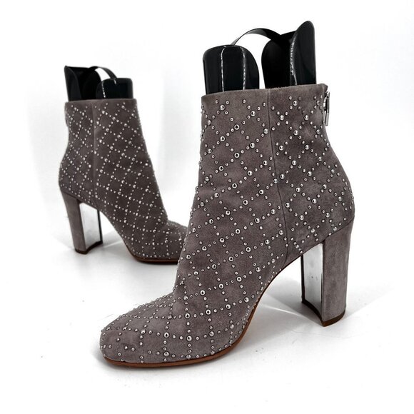 Dolce Vita Gray‎ Studded Block Heel Ankle Booties Mirror SAMPLE - Picture 9 of 10
